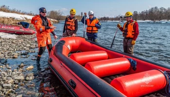Спасатели камчатского отряда МЧС провели занятия по водной подготовке на реке Быстрой