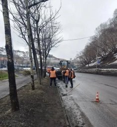 Подрядные организации продолжают работы по содержанию городских территорий в Петропавловске-Камчатском 2