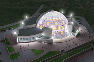На строящемся камчатском театре кукол на Камчатке начали монтаж стеклянного купола 1