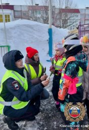 Поздравили мам с 8 Марта и напомнили о ПДД автоинспекторы и школьники на Камчатке 2