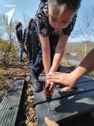 Камчатские школьники приняли участие в строительстве экотропы в парке Ойкумена 0