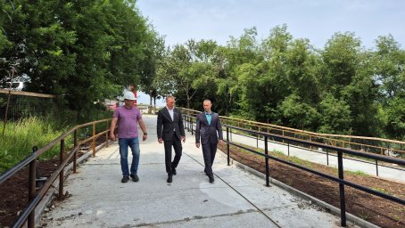 Мэр проинспектировал ход работ по созданию сквера на улице Солнечной в Петропавловске-Камчатском 0